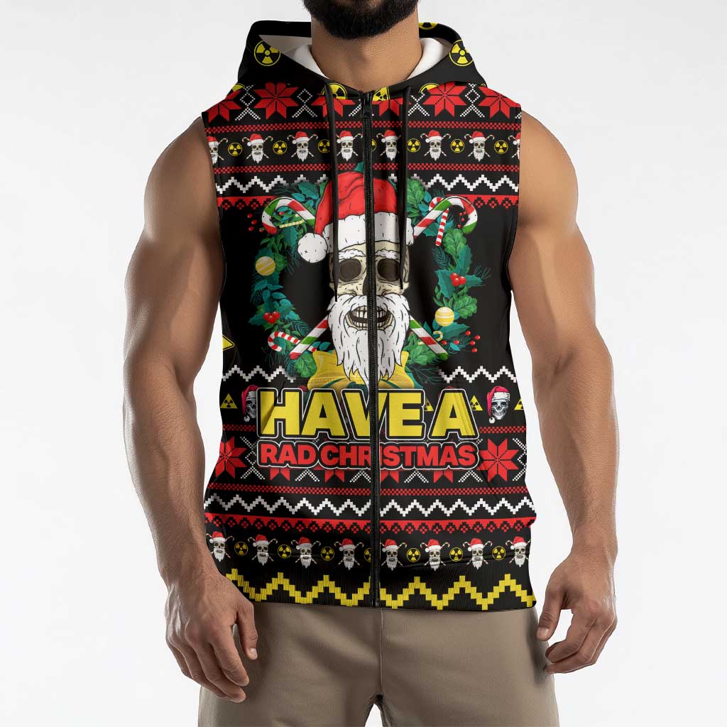 Skull Have A Rad Christmas Sleeveless Zip Hoodie Xmas Holiday Patterns - Wonder Print Shop