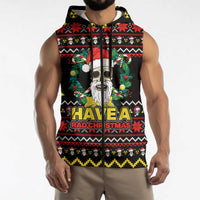 Skull Have A Rad Christmas Sleeveless Zip Hoodie Xmas Holiday Patterns - Wonder Print Shop