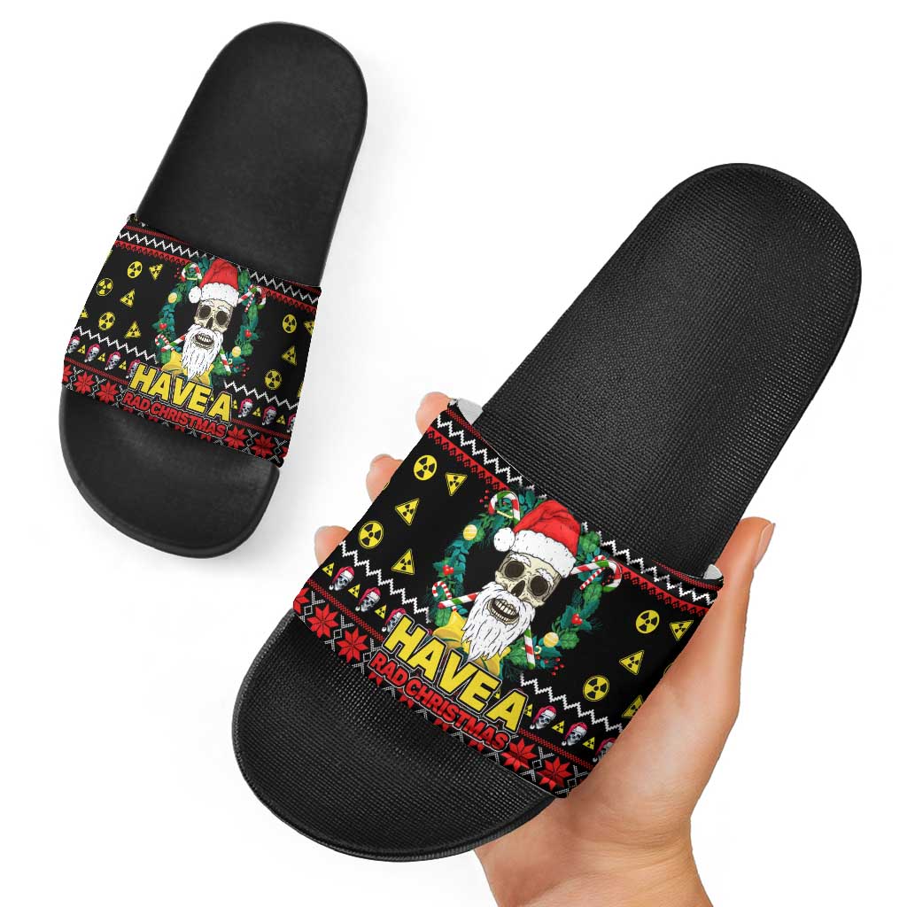 Skull Have A Rad Christmas Slide Sandals Xmas Holiday Patterns - Wonder Print Shop