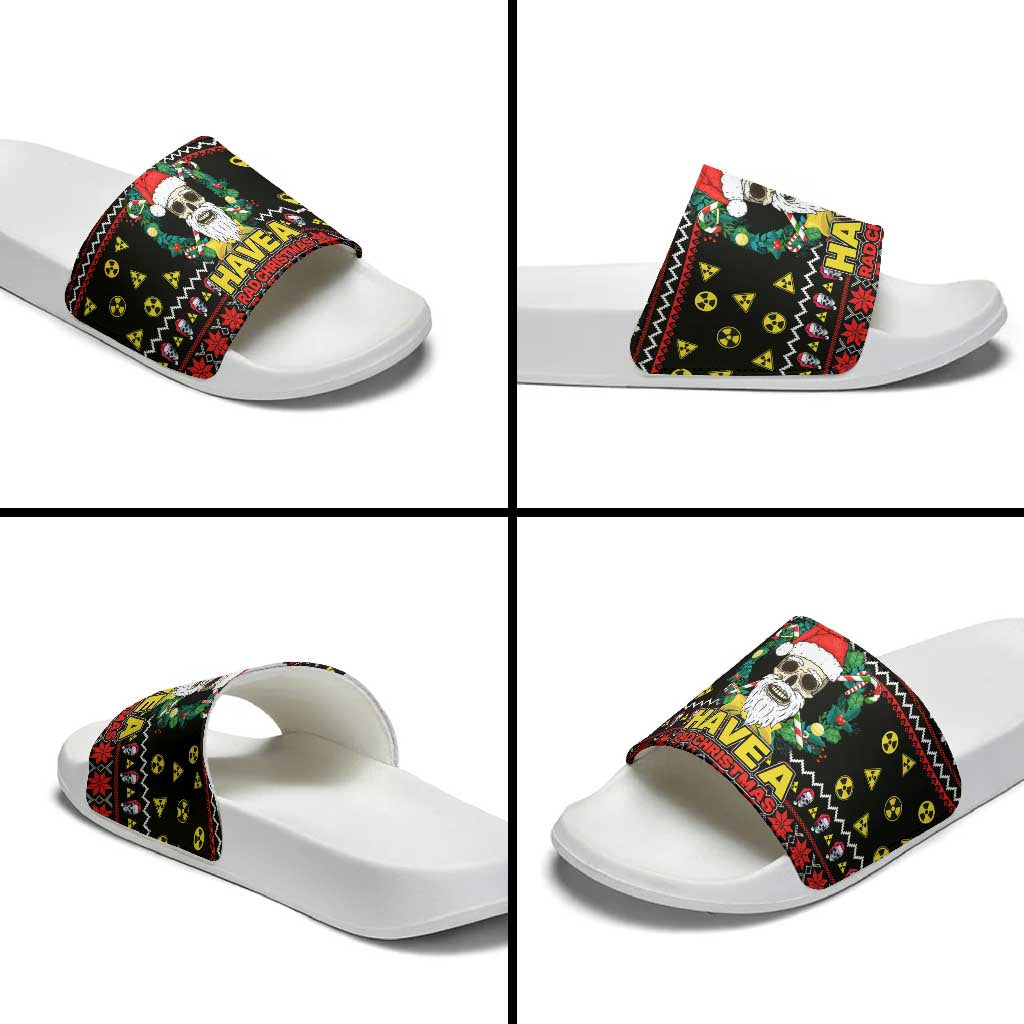 Skull Have A Rad Christmas Slide Sandals Xmas Holiday Patterns - Wonder Print Shop