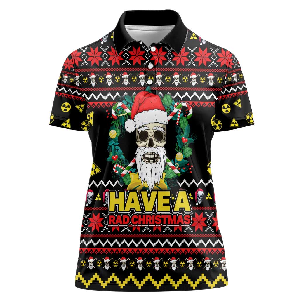Skull Have A Rad Christmas Women Polo Shirt Xmas Holiday Patterns - Wonder Print Shop