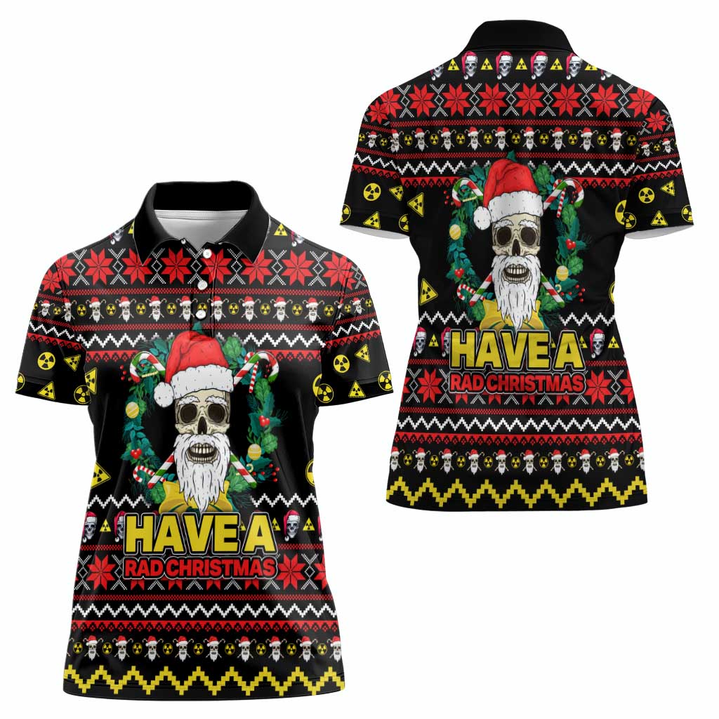 Skull Have A Rad Christmas Women Polo Shirt Xmas Holiday Patterns - Wonder Print Shop