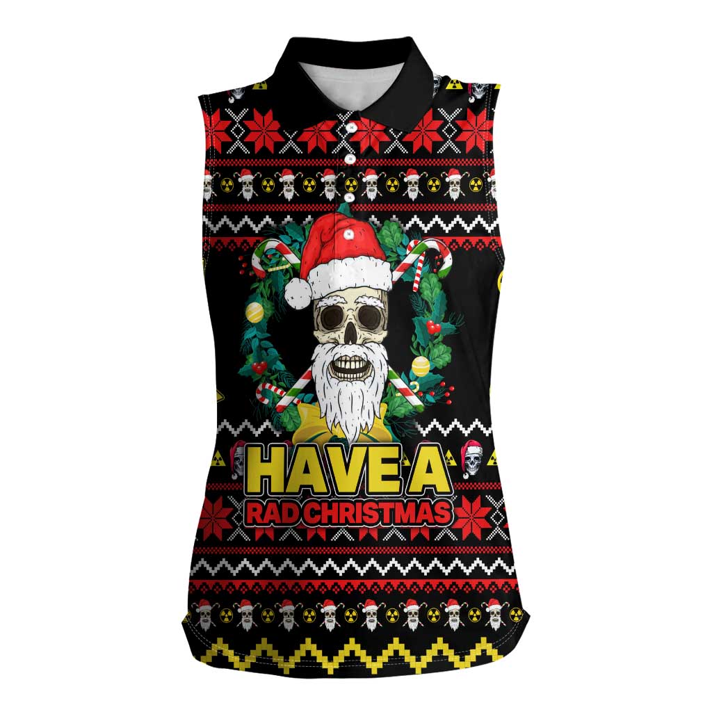 Skull Have A Rad Christmas Women Sleeveless Polo Shirt Xmas Holiday Patterns - Wonder Print Shop
