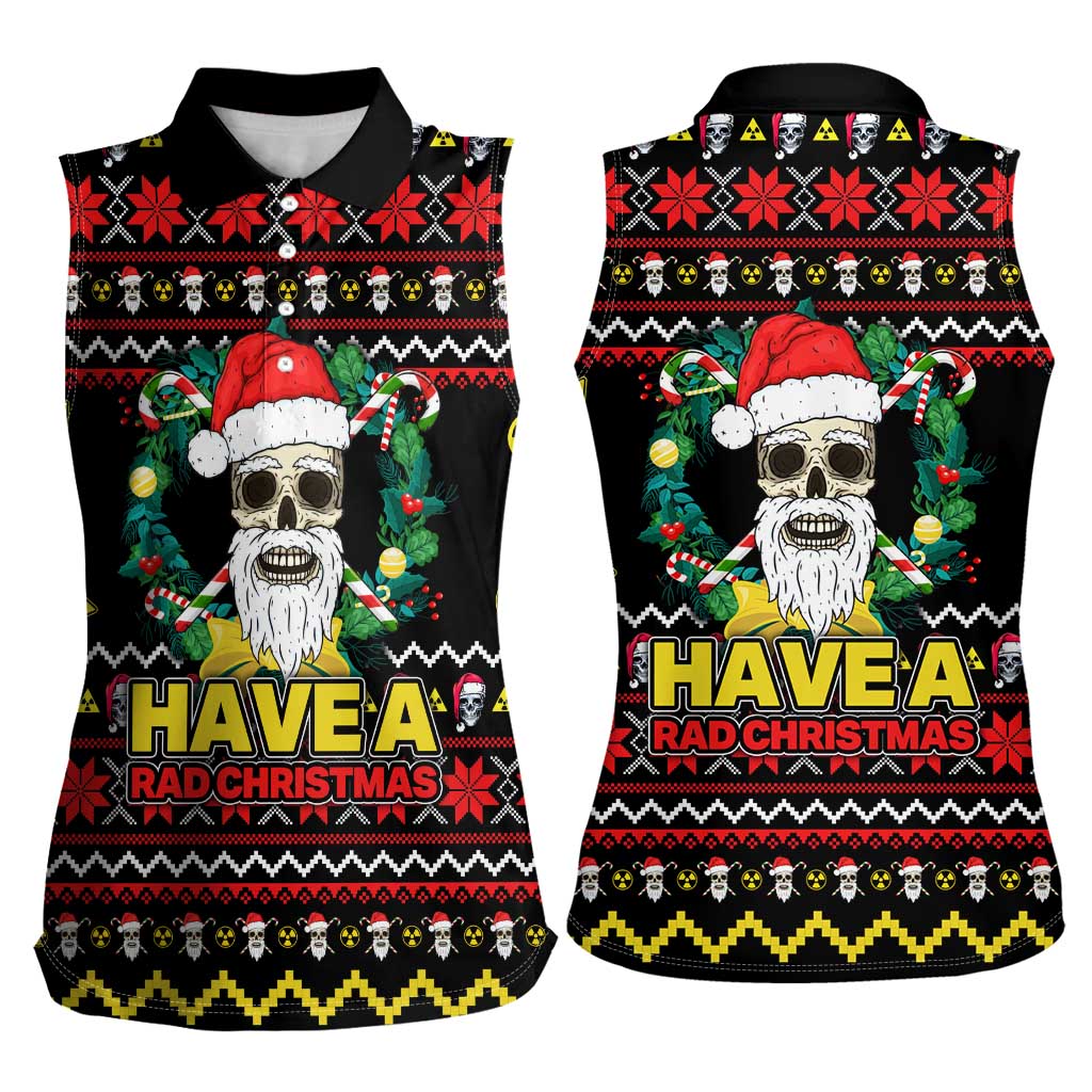 Skull Have A Rad Christmas Women Sleeveless Polo Shirt Xmas Holiday Patterns - Wonder Print Shop