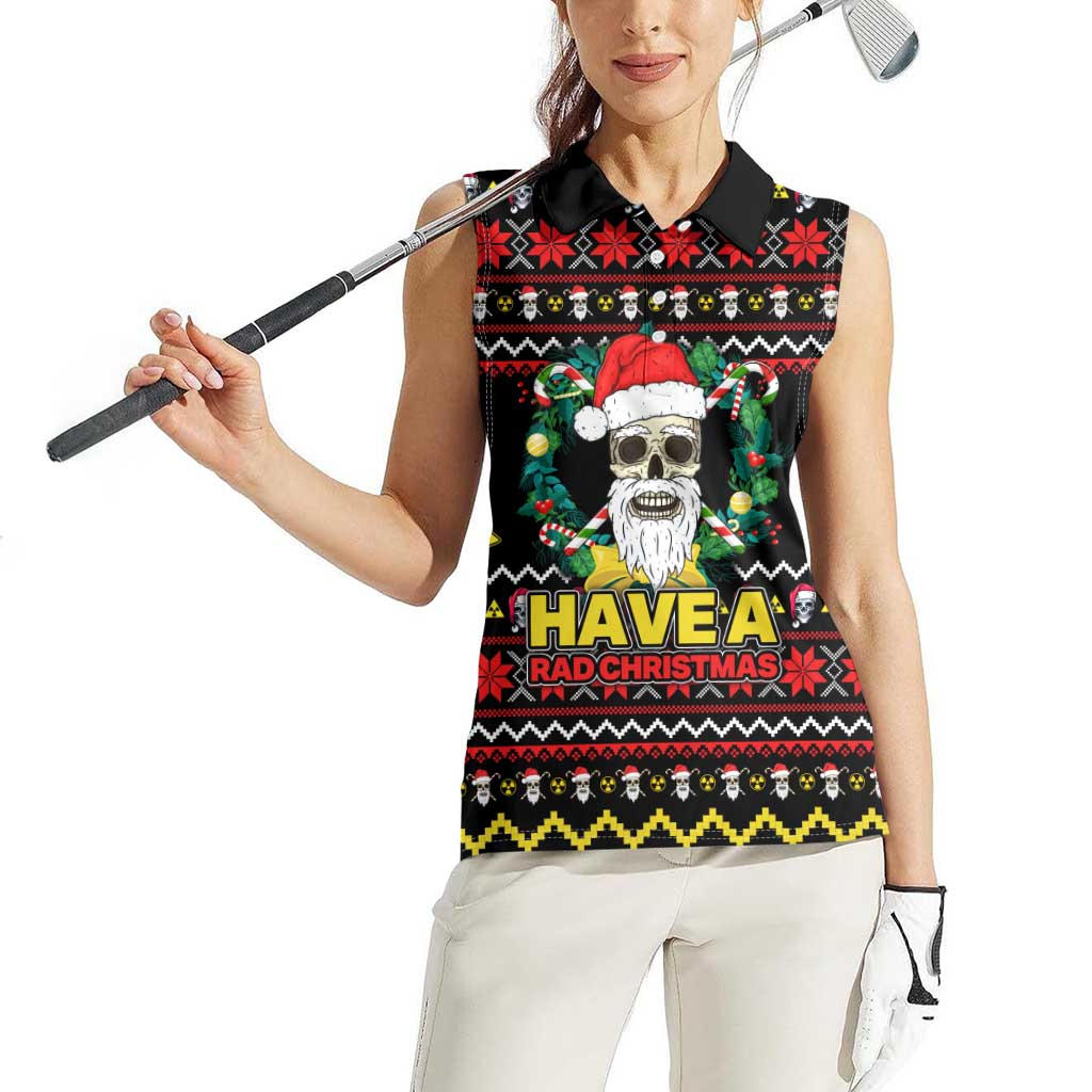 Skull Have A Rad Christmas Women Sleeveless Polo Shirt Xmas Holiday Patterns - Wonder Print Shop