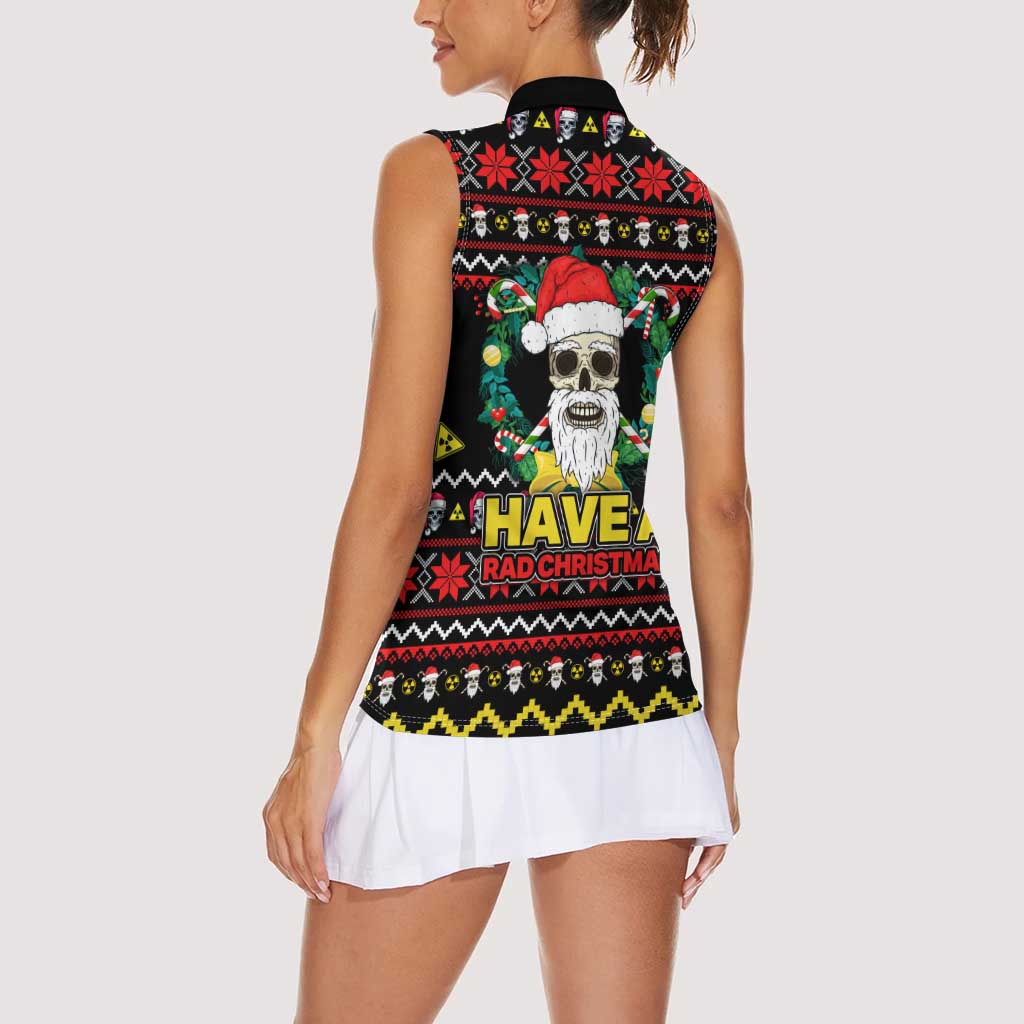 Skull Have A Rad Christmas Women Sleeveless Polo Shirt Xmas Holiday Patterns - Wonder Print Shop