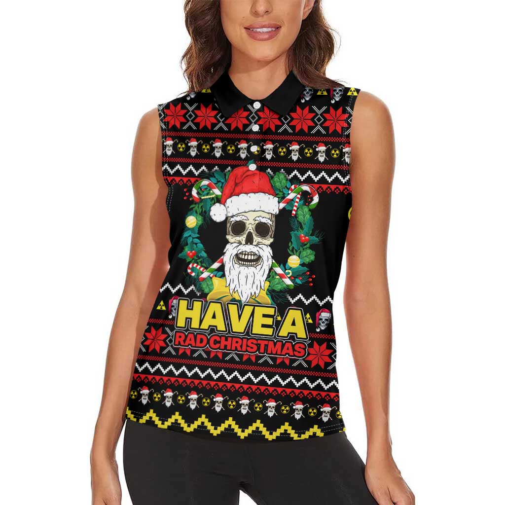 Skull Have A Rad Christmas Women Sleeveless Polo Shirt Xmas Holiday Patterns - Wonder Print Shop