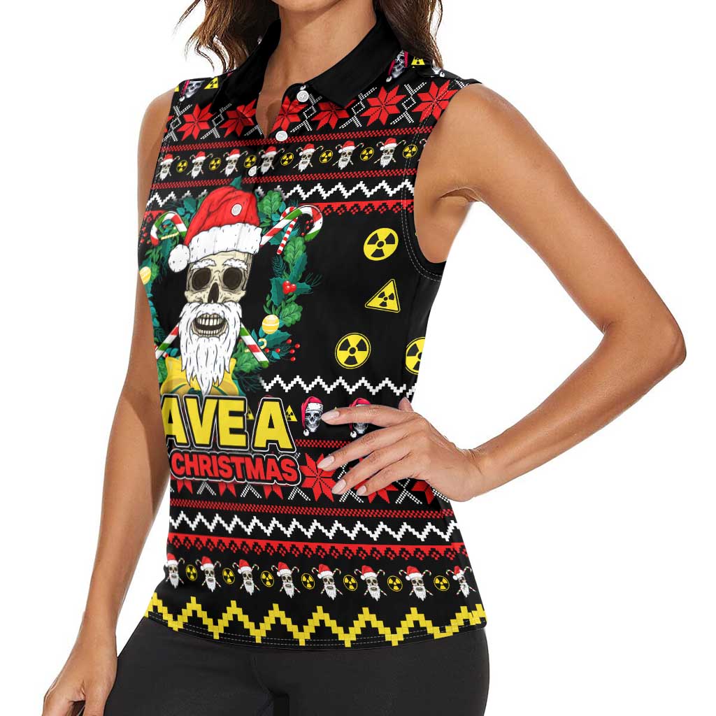Skull Have A Rad Christmas Women Sleeveless Polo Shirt Xmas Holiday Patterns - Wonder Print Shop