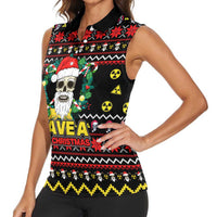Skull Have A Rad Christmas Women Sleeveless Polo Shirt Xmas Holiday Patterns - Wonder Print Shop