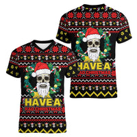 Skull Have A Rad Christmas Women V-Neck T-Shirt Xmas Holiday Patterns - Wonder Print Shop