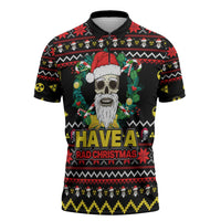 Skull Have A Rad Christmas Zipper Polo Shirt Xmas Holiday Patterns - Wonder Print Shop