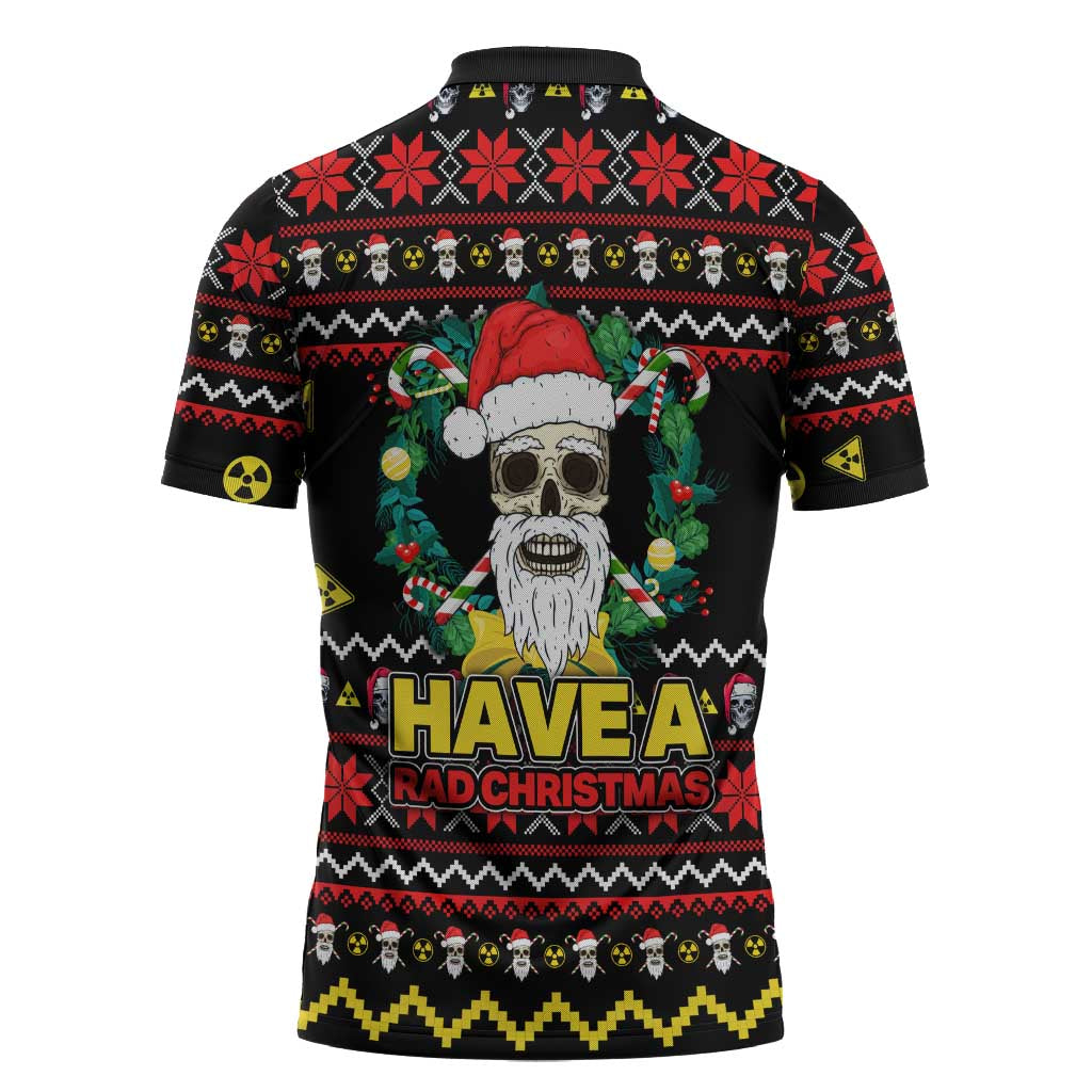 Skull Have A Rad Christmas Zipper Polo Shirt Xmas Holiday Patterns - Wonder Print Shop