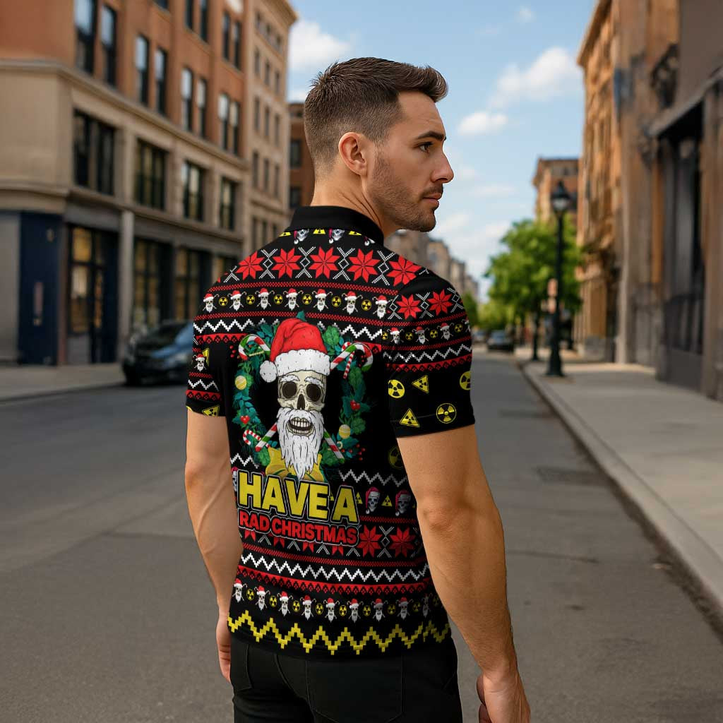 Skull Have A Rad Christmas Zipper Polo Shirt Xmas Holiday Patterns - Wonder Print Shop