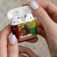 Guinea Bissau Christmas AirPods Case with Santa Penguin Christmas Tree and Red Green Yellow Snowflake - Wonder Print Shop
