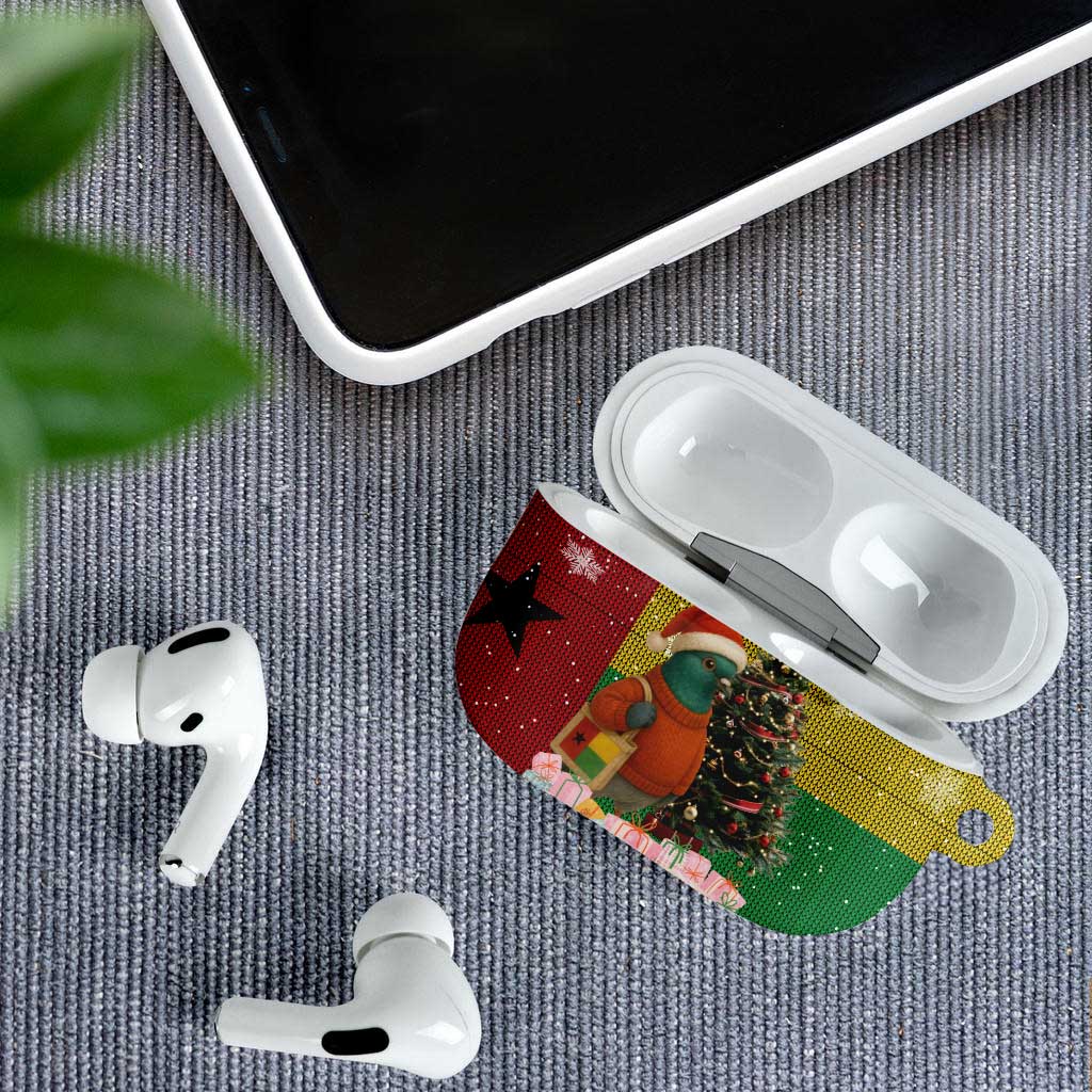 Guinea Bissau Christmas AirPods Case with Santa Penguin Christmas Tree and Red Green Yellow Snowflake - Wonder Print Shop