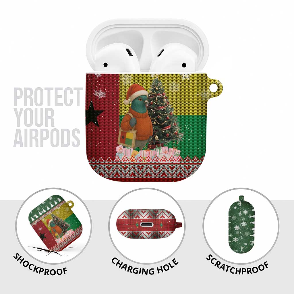 Guinea Bissau Christmas AirPods Case with Santa Penguin Christmas Tree and Red Green Yellow Snowflake - Wonder Print Shop