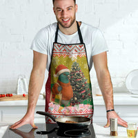 Guinea Bissau Christmas Apron with Santa Penguin Christmas Tree and Red Green Yellow Snowflake - Wonder Print Shop