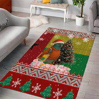 Guinea Bissau Christmas Area Rug with Santa Penguin Christmas Tree and Red Green Yellow Snowflake - Wonder Print Shop