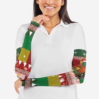 Guinea Bissau Christmas Arm Sleeves with Santa Penguin Christmas Tree and Red Green Yellow Snowflake - Wonder Print Shop