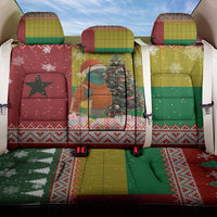 Guinea Bissau Christmas Back Car Seat Cover with Santa Penguin Christmas Tree and Red Green Yellow Snowflake - Wonder Print Shop