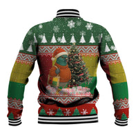 Guinea Bissau Christmas Baseball Jacket with Santa Penguin Christmas Tree and Red Green Yellow Snowflake - Wonder Print Shop