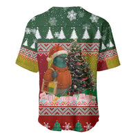 Guinea Bissau Christmas Baseball Jersey with Santa Penguin Christmas Tree and Red Green Yellow Snowflake - Wonder Print Shop