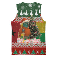 Guinea Bissau Christmas Basketball Jersey with Santa Penguin Christmas Tree and Red Green Yellow Snowflake - Wonder Print Shop