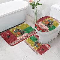 Guinea Bissau Christmas Bathroom Set with Santa Penguin Christmas Tree and Red Green Yellow Snowflake - Wonder Print Shop