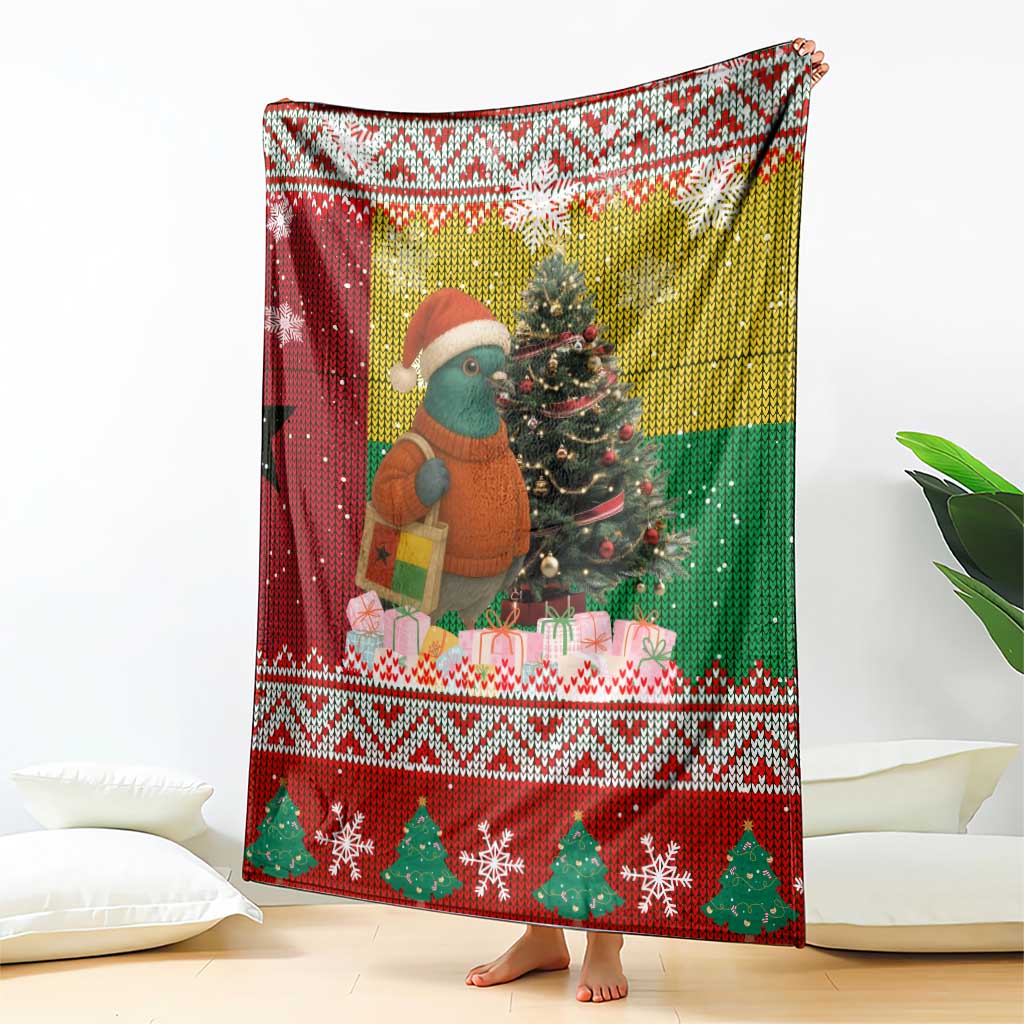 Guinea Bissau Christmas Blanket with Santa Penguin Christmas Tree and Red Green Yellow Snowflake - Wonder Print Shop