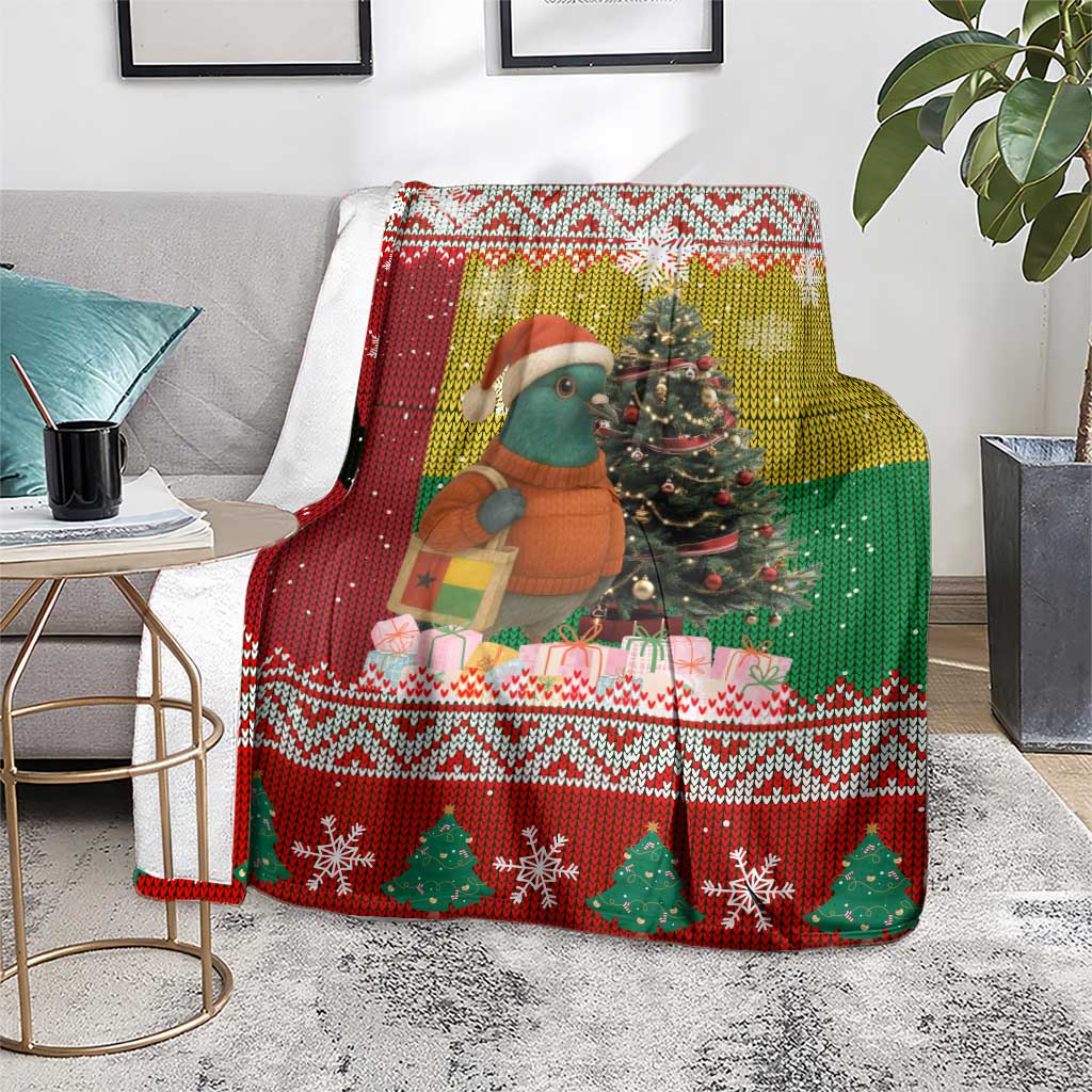 Guinea Bissau Christmas Blanket with Santa Penguin Christmas Tree and Red Green Yellow Snowflake - Wonder Print Shop