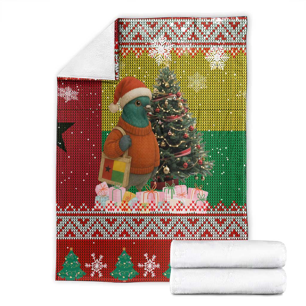Guinea Bissau Christmas Blanket with Santa Penguin Christmas Tree and Red Green Yellow Snowflake - Wonder Print Shop