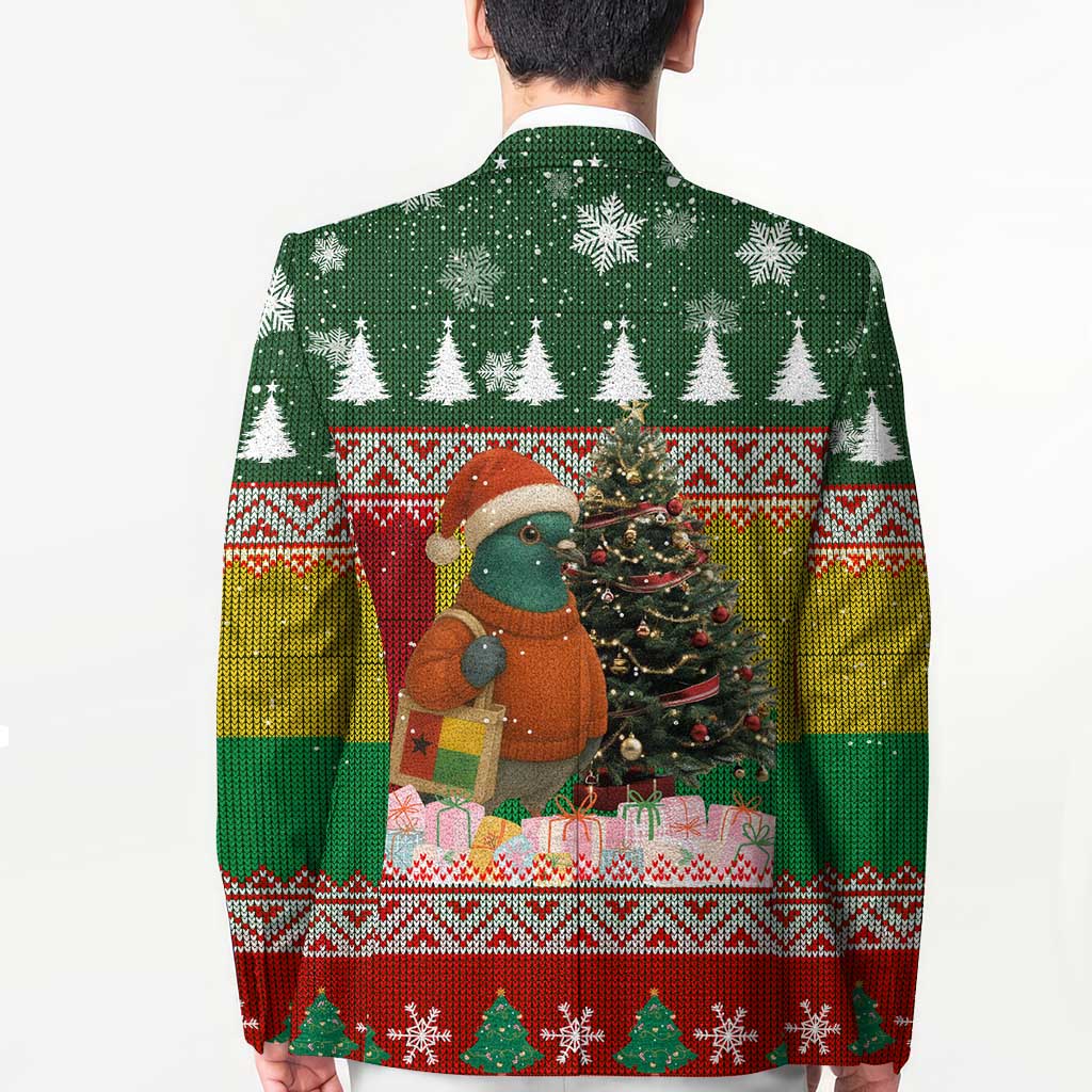 Guinea Bissau Christmas Blazer with Santa Penguin Christmas Tree and Red Green Yellow Snowflake - Wonder Print Shop