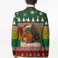 Guinea Bissau Christmas Blazer with Santa Penguin Christmas Tree and Red Green Yellow Snowflake - Wonder Print Shop