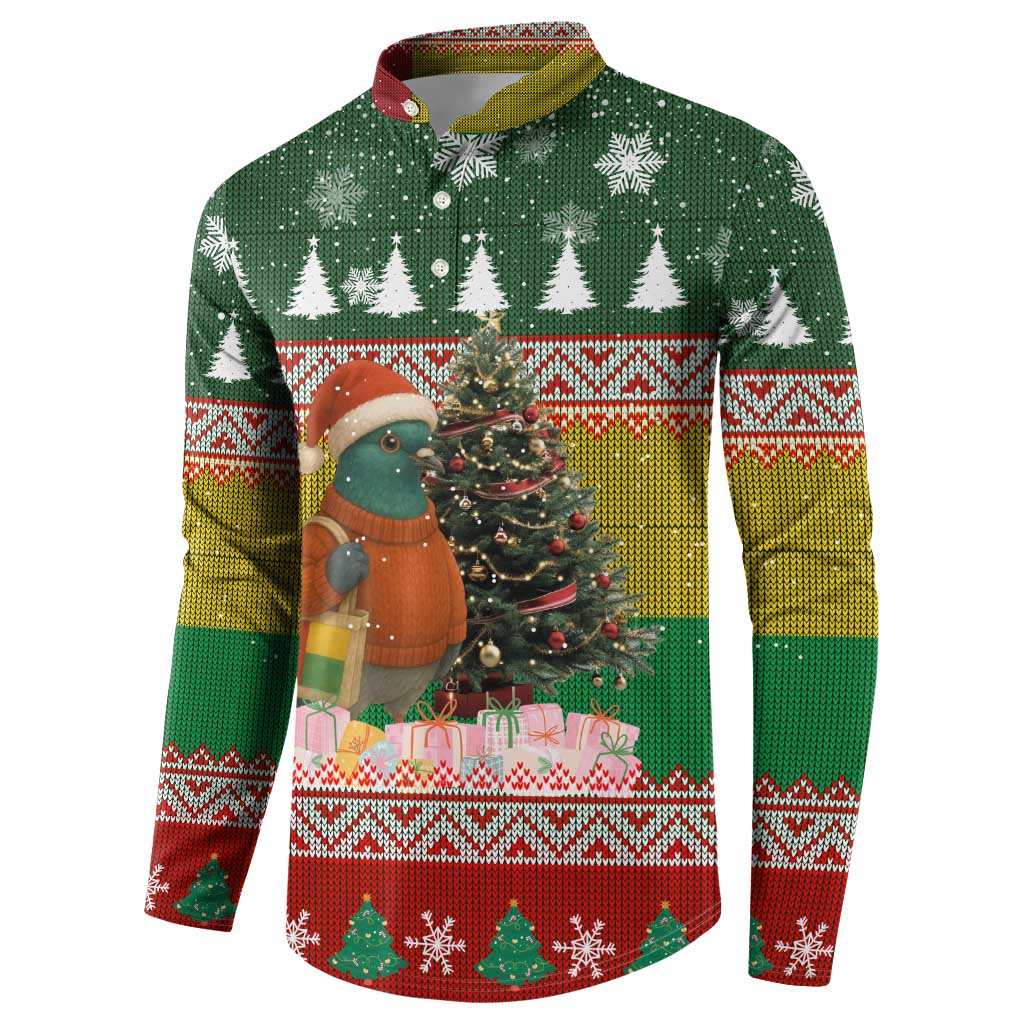 Guinea Bissau Christmas Button Sweatshirt with Santa Penguin Christmas Tree and Red Green Yellow Snowflake - Wonder Print Shop