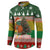 Guinea Bissau Christmas Button Sweatshirt with Santa Penguin Christmas Tree and Red Green Yellow Snowflake - Wonder Print Shop
