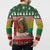 Guinea Bissau Christmas Button Sweatshirt with Santa Penguin Christmas Tree and Red Green Yellow Snowflake - Wonder Print Shop