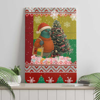 Guinea Bissau Christmas Canvas Wall Art with Santa Penguin Christmas Tree and Red Green Yellow Snowflake - Wonder Print Shop