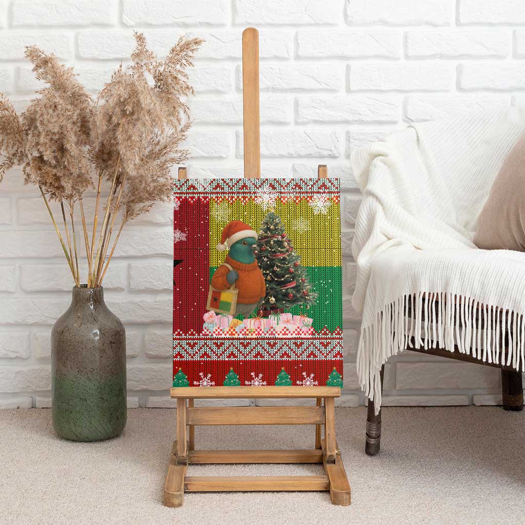 Guinea Bissau Christmas Canvas Wall Art with Santa Penguin Christmas Tree and Red Green Yellow Snowflake - Wonder Print Shop