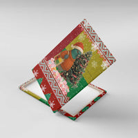 Guinea Bissau Christmas Canvas Wall Art with Santa Penguin Christmas Tree and Red Green Yellow Snowflake - Wonder Print Shop