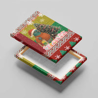 Guinea Bissau Christmas Canvas Wall Art with Santa Penguin Christmas Tree and Red Green Yellow Snowflake - Wonder Print Shop