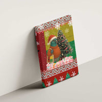 Guinea Bissau Christmas Canvas Wall Art with Santa Penguin Christmas Tree and Red Green Yellow Snowflake - Wonder Print Shop