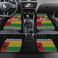 Guinea Bissau Christmas Car Mats with Santa Penguin Christmas Tree and Red Green Yellow Snowflake - Wonder Print Shop