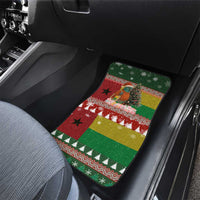Guinea Bissau Christmas Car Mats with Santa Penguin Christmas Tree and Red Green Yellow Snowflake - Wonder Print Shop