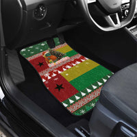 Guinea Bissau Christmas Car Mats with Santa Penguin Christmas Tree and Red Green Yellow Snowflake - Wonder Print Shop