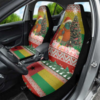 Guinea Bissau Christmas Car Seat Cover with Santa Penguin Christmas Tree and Red Green Yellow Snowflake - Wonder Print Shop