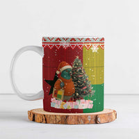 Guinea Bissau Christmas Ceramic Mug with Santa Penguin Christmas Tree and Red Green Yellow Snowflake - Wonder Print Shop