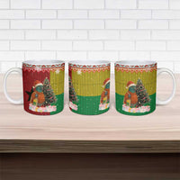 Guinea Bissau Christmas Ceramic Mug with Santa Penguin Christmas Tree and Red Green Yellow Snowflake - Wonder Print Shop