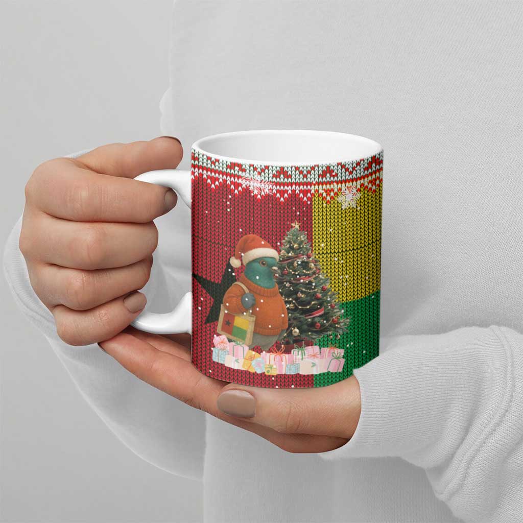 Guinea Bissau Christmas Ceramic Mug with Santa Penguin Christmas Tree and Red Green Yellow Snowflake - Wonder Print Shop