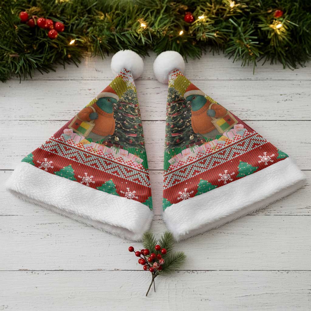 Guinea Bissau Christmas Santa Hat with Santa Penguin Christmas Tree and Red Green Yellow Snowflake - Wonder Print Shop