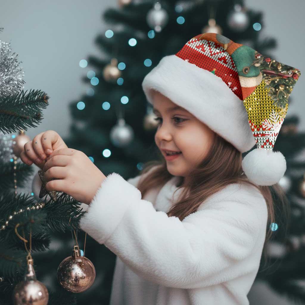 Guinea Bissau Christmas Santa Hat with Santa Penguin Christmas Tree and Red Green Yellow Snowflake - Wonder Print Shop